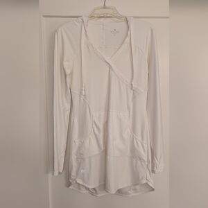 Athleta White Hooded Beach Cover Long Sleeve